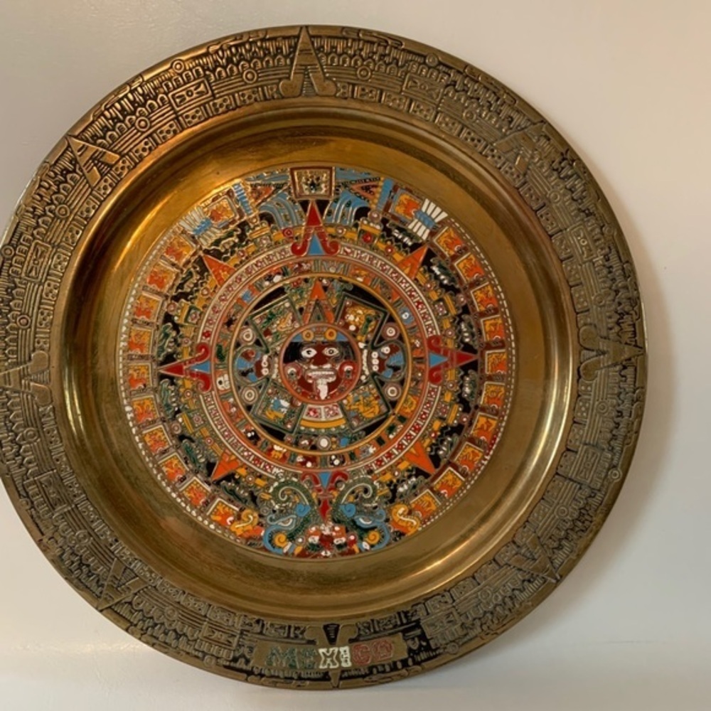 Intricate Gold and Multicolor Wall Decor Plate